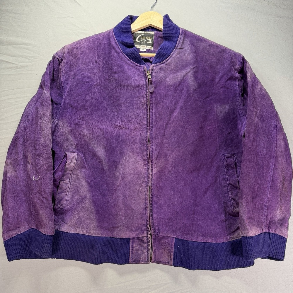Vintage Global Identity G-III Leather Jacket Womens Medium Purple Bomber 90s